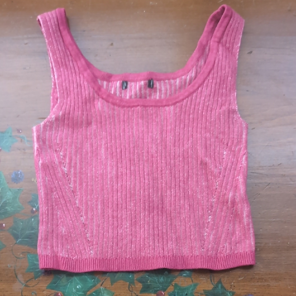 Pink Ribbed Knit Women's Crop Top